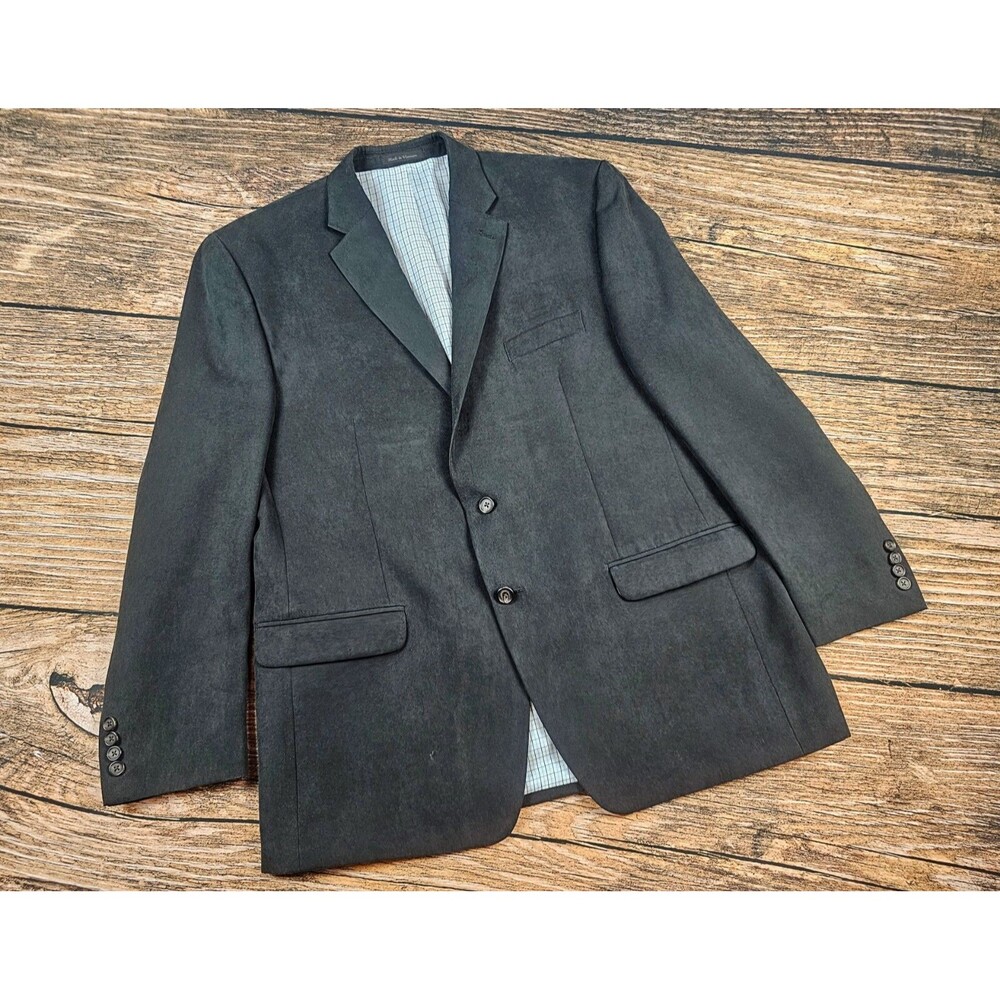 LAUREN Ralph Lauren Mens 46R Blazer Jacket Sport Coat 2-Button Black Woven EUC